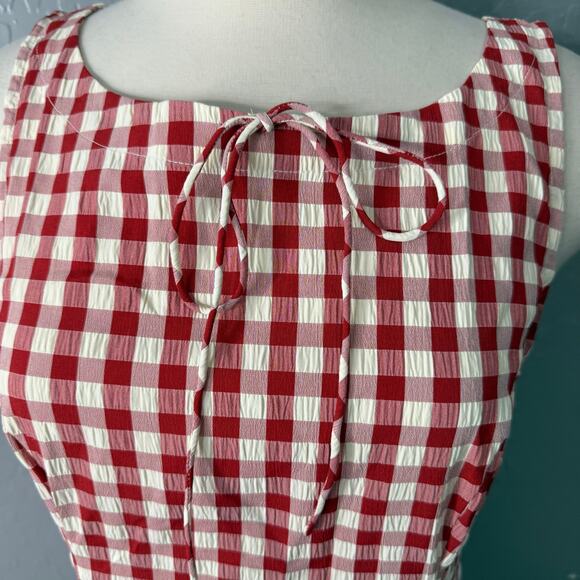 For Love & Lemons Scotch Bonnet Gingham Mini Dress, Red, L - Picture 2 of 5